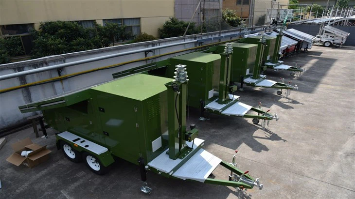 Mobile Solar Surveillance Trailer With CCTV Systems For Military