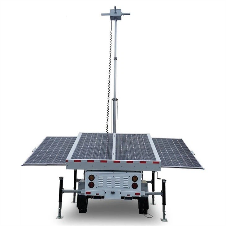 Mobile Solar Trailer With Camera Surveillance Trailer Security Cctv