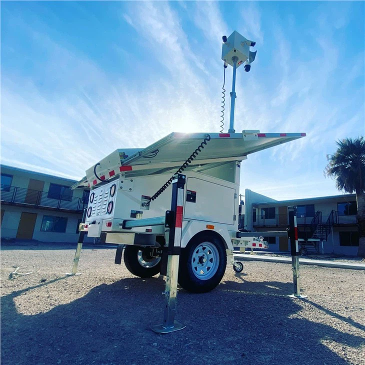 Mobile Solar CCTV Tower With DOT Approved Mobile Trailer Outdoor Working Site